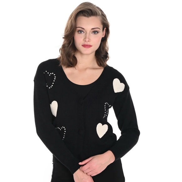 Frank Lyman Cardigan with Heart Embellishments NWT SIZE M - Picture 3 of 5